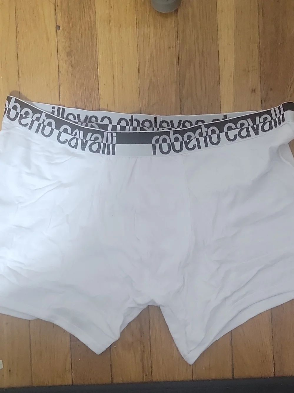 Roberto Cavalli White Boxer Briefs with Gray Branded Waistband